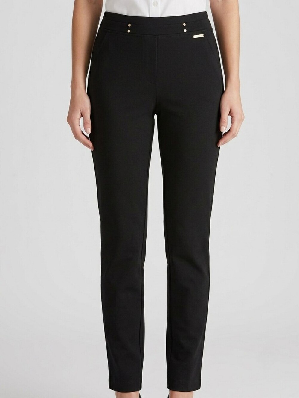Le Grenier Black Stretch Ponte Pants 7 Small, Rayon Blend, Office Chic Career